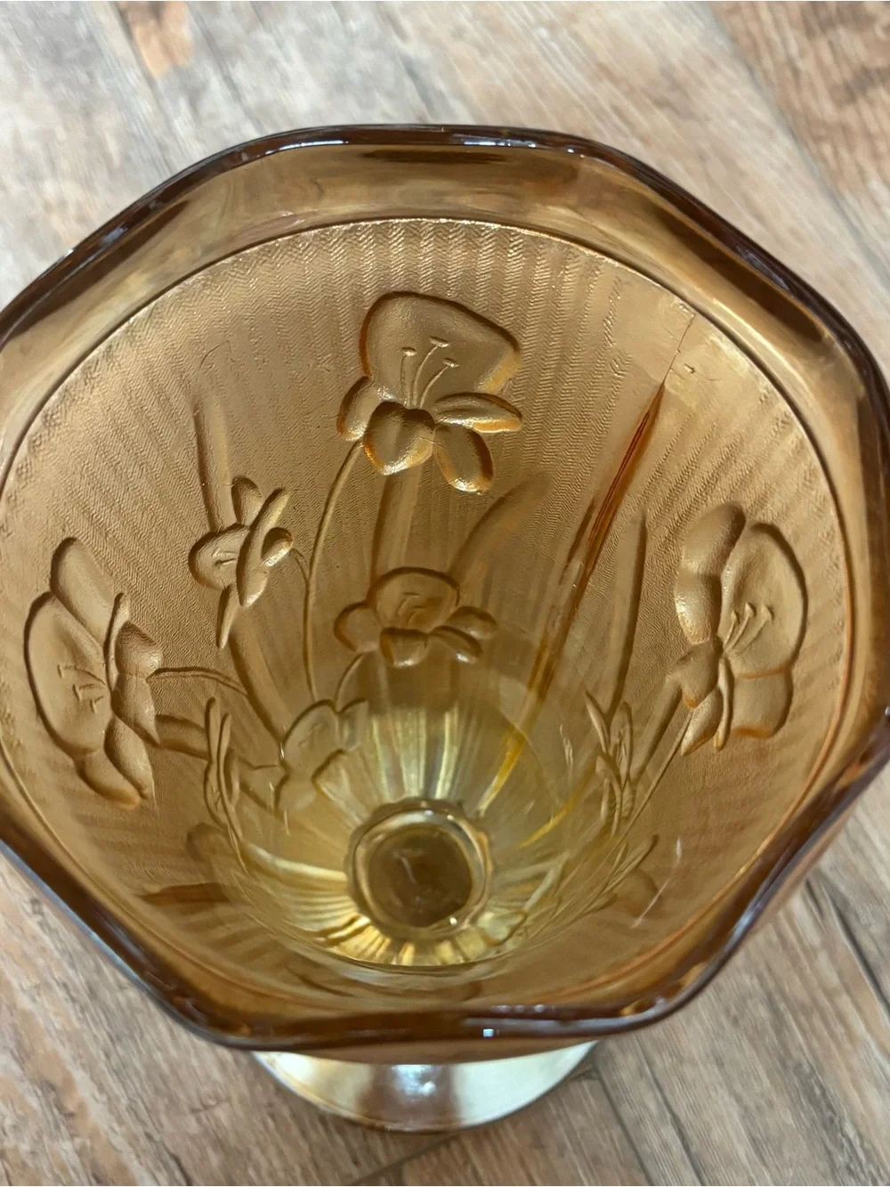 Jeanette Glass vase in the Iris & Herringbone pattern Vase - marigold color